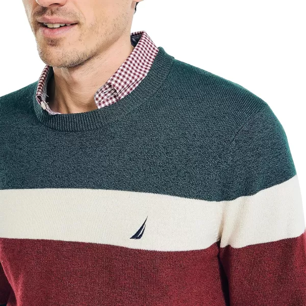 Nautica Mens Sustainably Crafted Striped Textured Crewneck SweaterNautica Tan