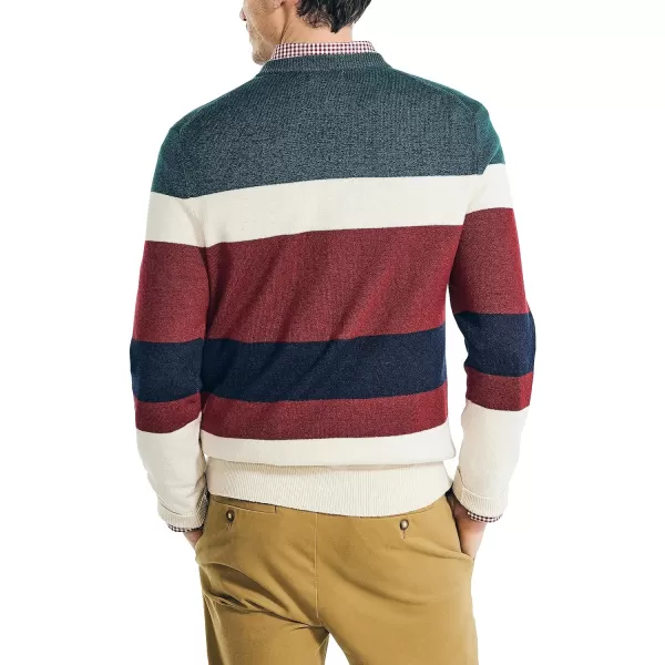 Nautica Mens Sustainably Crafted Striped Textured Crewneck SweaterNautica Tan