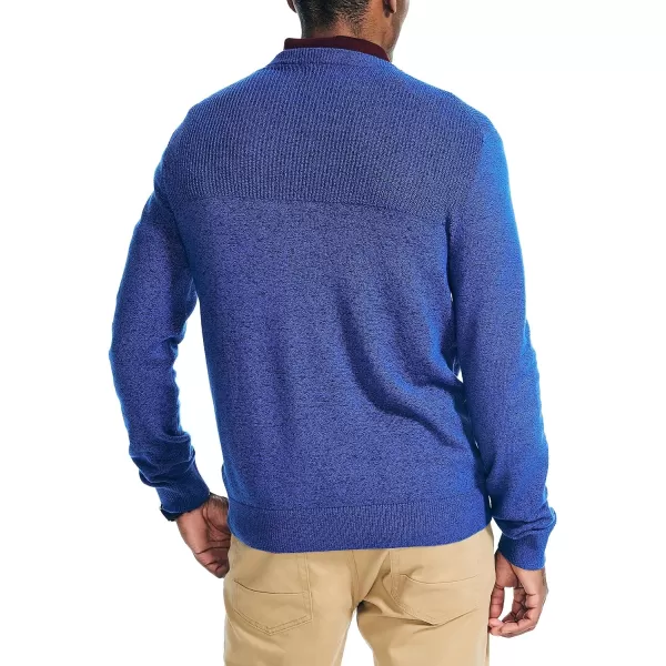 Nautica Mens Sustainably Crafted Textured Crewneck SweaterBright Cobalt