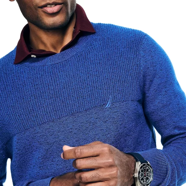 Nautica Mens Sustainably Crafted Textured Crewneck SweaterBright Cobalt