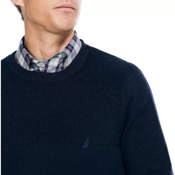 Nautica Mens Sustainably Crafted Textured Crewneck SweaterNavy Seas