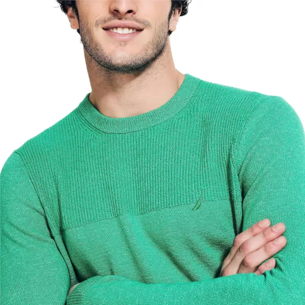 Nautica Mens Sustainably Crafted Textured Crewneck SweaterParrot Green