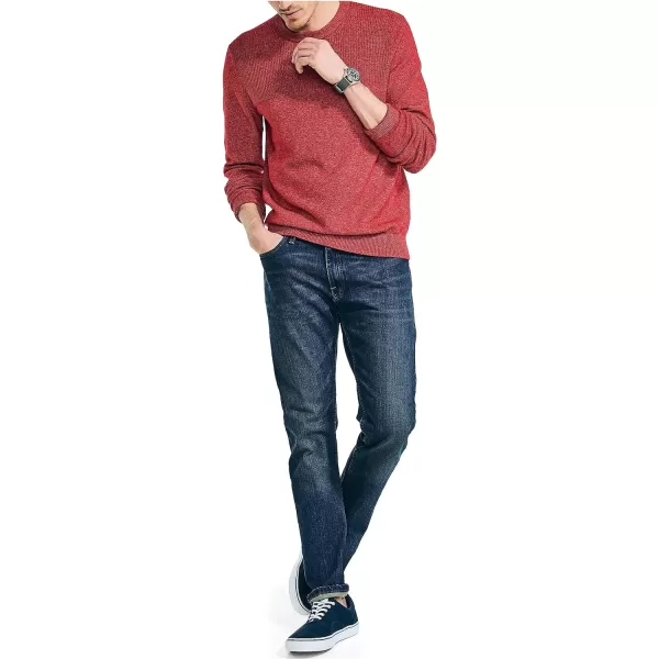 Nautica Mens Sustainably Crafted Textured Crewneck SweaterTango Red