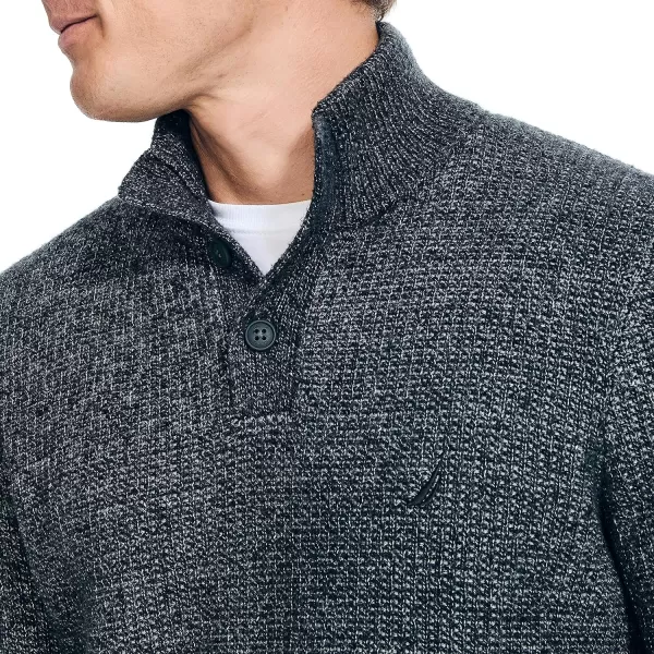 Nautica Mens Sustainably Crafted Waffle MockNeck SweaterCharcoal Heather