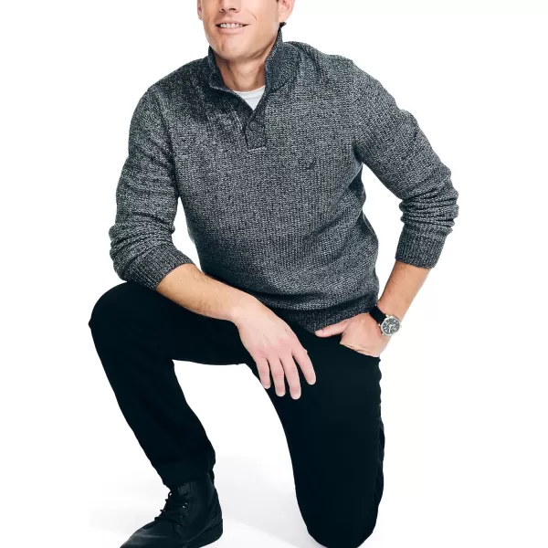 Nautica Mens Sustainably Crafted Waffle MockNeck SweaterCharcoal Heather