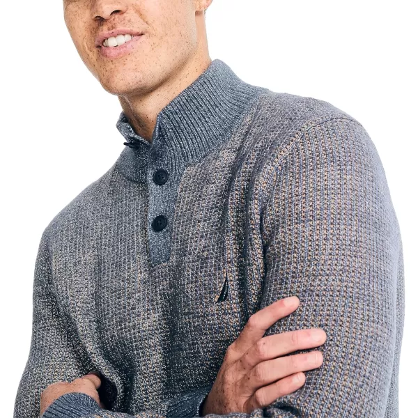 Nautica Mens Sustainably Crafted Waffle MockNeck SweaterNavy Seas