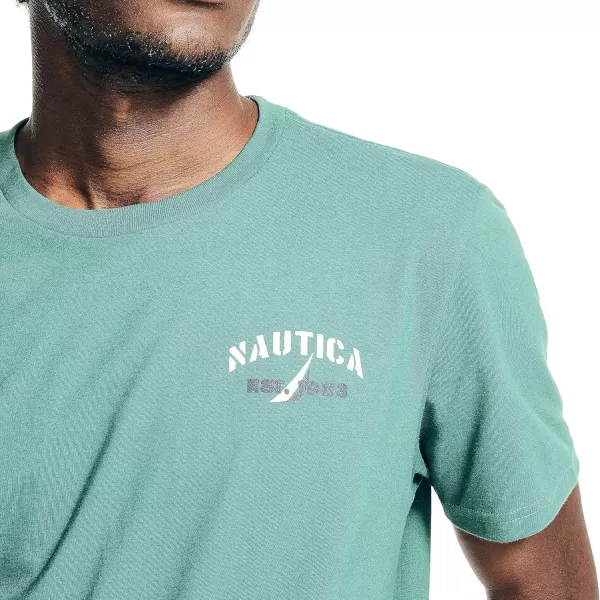 Nautica Mens Sustainably Crafted Yacht Racing Graphic TShirtBistro Green