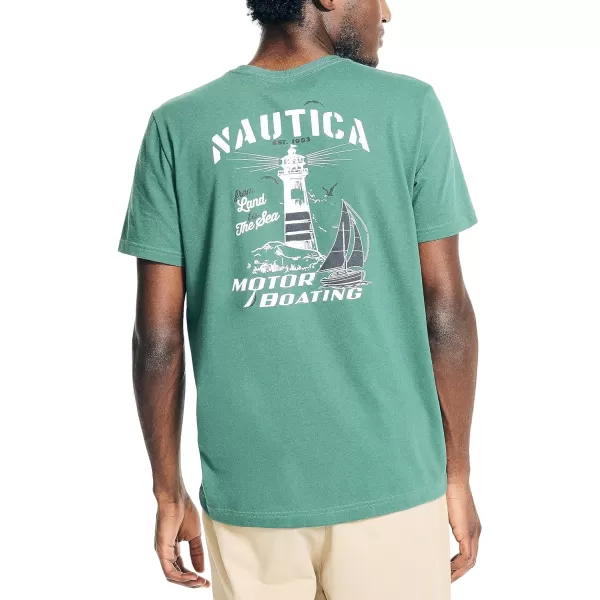 Nautica Mens Sustainably Crafted Yacht Racing Graphic TShirtBistro Green