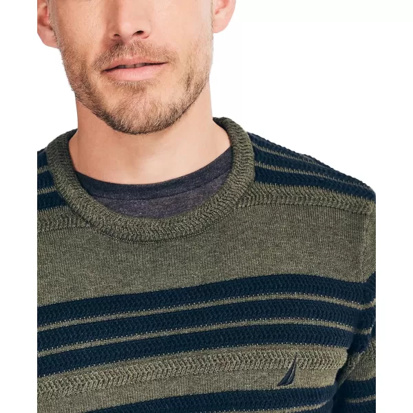 Nautica Mens Textured Striped SweaterForest Night Heather