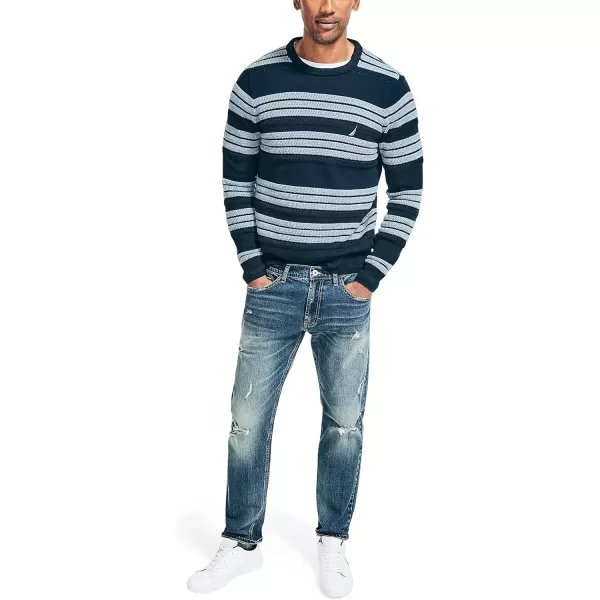 Nautica Mens Textured Striped SweaterNavy