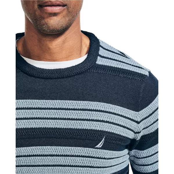 Nautica Mens Textured Striped SweaterNavy