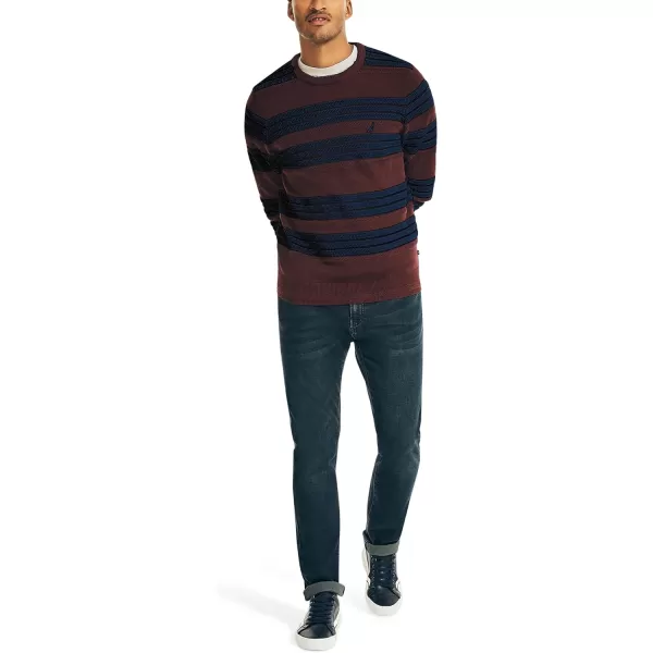 Nautica Mens Textured Striped SweaterShipwreck Burgundy