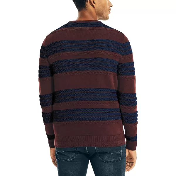 Nautica Mens Textured Striped SweaterShipwreck Burgundy