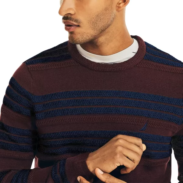 Nautica Mens Textured Striped SweaterShipwreck Burgundy