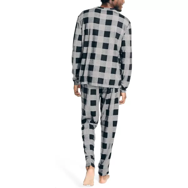 Nautica Mens Waffle Buffalo Plaid Pajama Pant SetStorm Grey