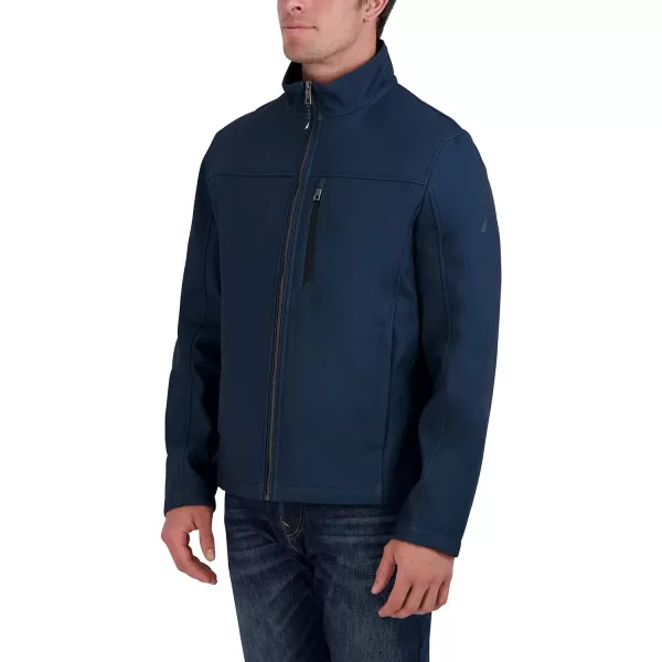 Nautica Mens Water Resistant Softshell Jacket Long Sleeve Color Block Zip Up CoatHeather Blue