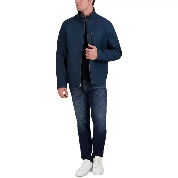 Nautica Mens Water Resistant Softshell Jacket Long Sleeve Color Block Zip Up CoatHeather Blue