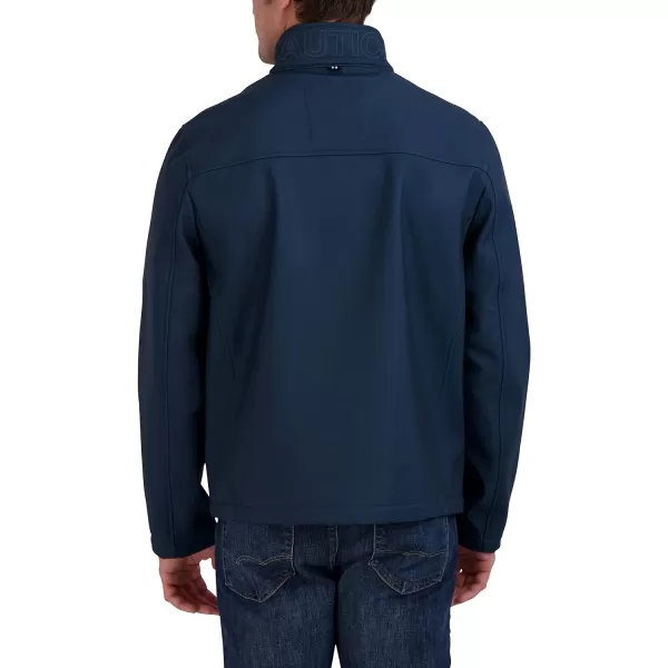 Nautica Mens Water Resistant Softshell Jacket Long Sleeve Color Block Zip Up CoatHeather Blue