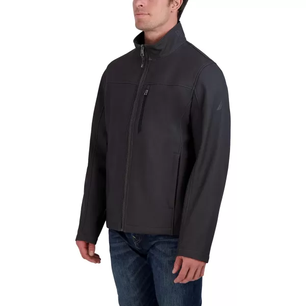 Nautica Mens Water Resistant Softshell Jacket Long Sleeve Color Block Zip Up CoatHeather Grey