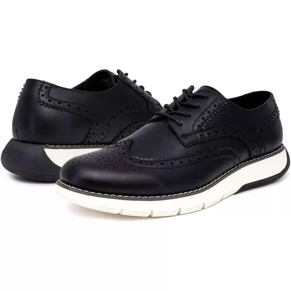 Nautica Mens Wingtip Oxford LaceUp Sneakers for Dress and Walking  Stylish and Comfortable Choice for Oxford Business Casual and Everyday ComfortBlackwestgrain