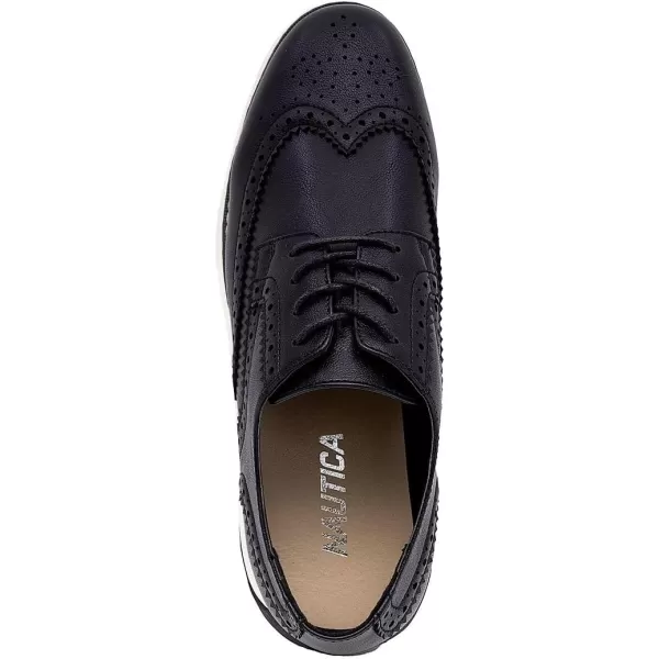 Nautica Mens Wingtip Oxford LaceUp Sneakers for Dress and Walking  Stylish and Comfortable Choice for Oxford Business Casual and Everyday ComfortBlackwestgrain