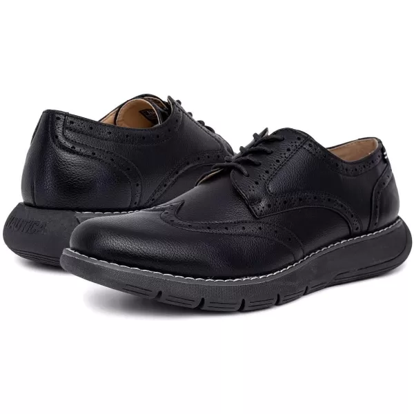 Nautica Mens Wingtip Oxford LaceUp Sneakers for Dress and Walking  Stylish and Comfortable Choice for Oxford Business Casual and Everyday ComfortBlack Blackwarren