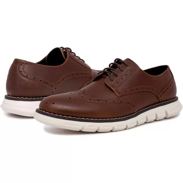 Nautica Mens Wingtip Oxford LaceUp Sneakers for Dress and Walking  Stylish and Comfortable Choice for Oxford Business Casual and Everyday ComfortBrown Smooth