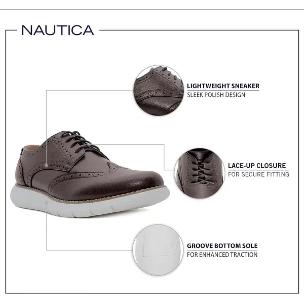 Nautica Mens Wingtip Oxford LaceUp Sneakers for Dress and Walking  Stylish and Comfortable Choice for Oxford Business Casual and Everyday ComfortBrownwarren