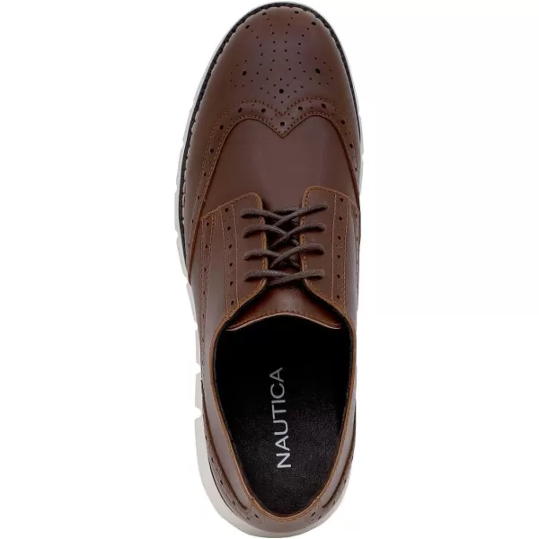 Nautica Mens Wingtip Oxford LaceUp Sneakers for Dress and Walking  Stylish and Comfortable Choice for Oxford Business Casual and Everyday ComfortBrown Smooth