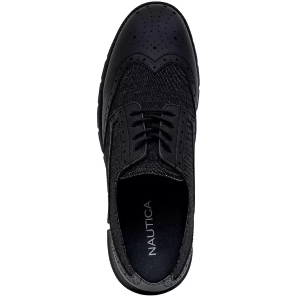 Nautica Mens Wingtip Oxford LaceUp Sneakers for Dress and Walking  Stylish and Comfortable Choice for Oxford Business Casual and Everyday ComfortDenim Black Smooth