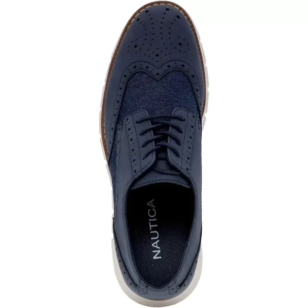 Nautica Mens Wingtip Oxford LaceUp Sneakers for Dress and Walking  Stylish and Comfortable Choice for Oxford Business Casual and Everyday ComfortNavy Denim Smooth