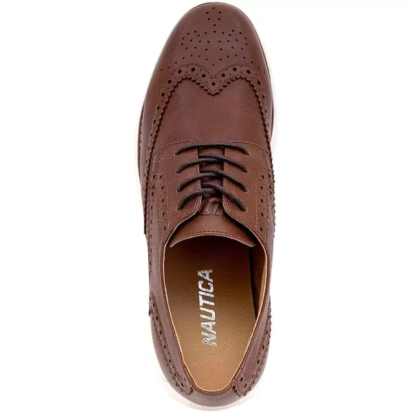 Nautica Mens Wingtip Oxford LaceUp Sneakers for Dress and Walking  Stylish and Comfortable Choice for Oxford Business Casual and Everyday ComfortTanwestgrain