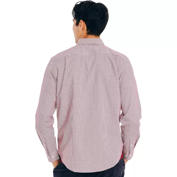 Nautica Mens Wrinkle Resistant Long Sleeve Button Front ShirtBiking Red Checkered