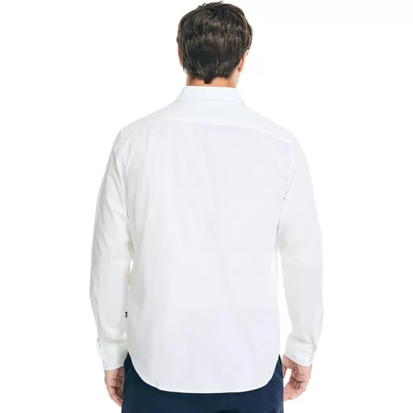 Nautica Mens Wrinkle Resistant Long Sleeve Button Front ShirtBright White