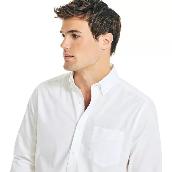 Nautica Mens Wrinkle Resistant Long Sleeve Button Front ShirtBright White