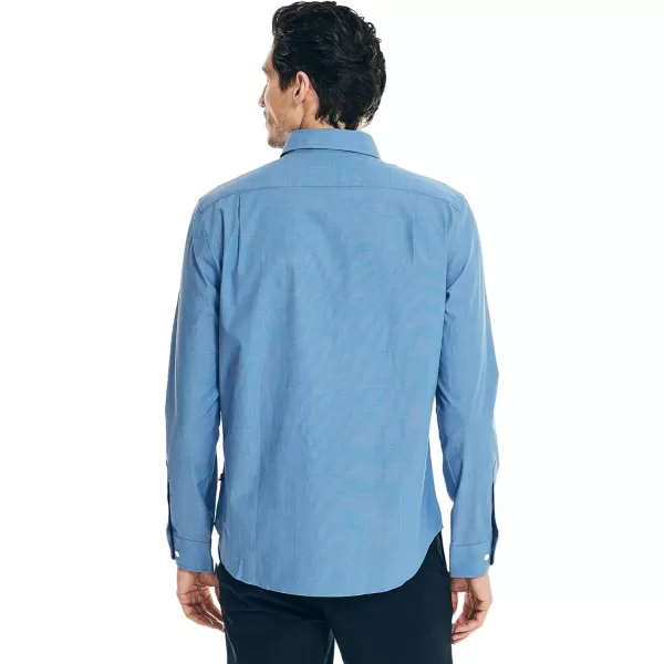 Nautica Mens Wrinkle Resistant Long Sleeve Button Front ShirtFrench Blue