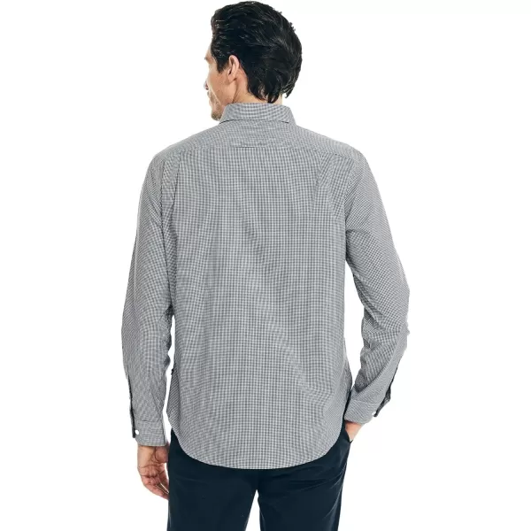 Nautica Mens Wrinkle Resistant Long Sleeve Button Front ShirtJ Navy Checkered