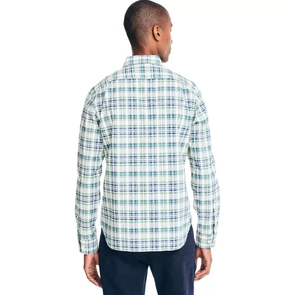 Nautica Mens Wrinkle Resistant Long Sleeve Button Front ShirtPlaid BlueGreen