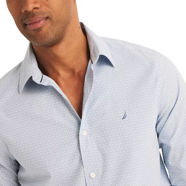 Nautica Mens Wrinkle Resistant Long Sleeve Button Front ShirtPrint Crystal Blue