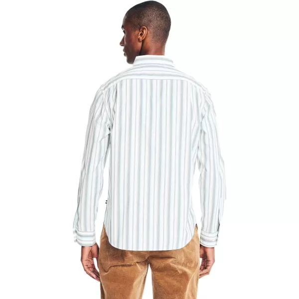 Nautica Mens Wrinkle Resistant Long Sleeve Button Front ShirtStripe TanGreen