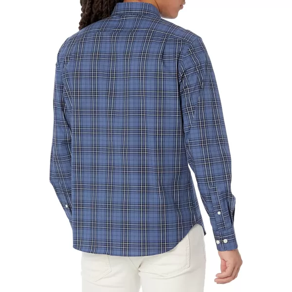 Nautica Mens WrinkleResistant Plaid Wear to Work ShirtEnsign Blue