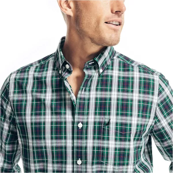 Nautica Mens WrinkleResistant Plaid Wear to Work ShirtSpruce