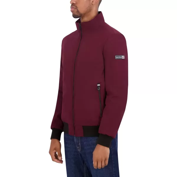 Nautica Mens Zip Up Windbreaker Bomber Jacket Water and Wind ResistantBold Burgundy