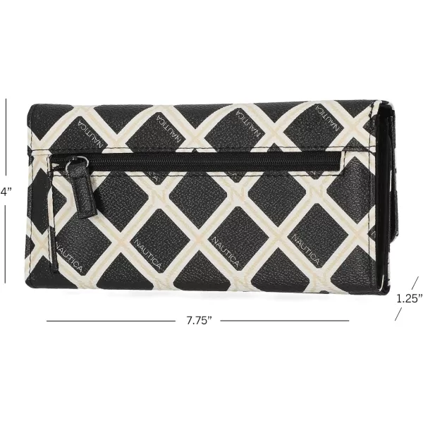 Nautica Money Manager RFID Womens Wallet Clutch Organizer Indigo BuffBlackBone