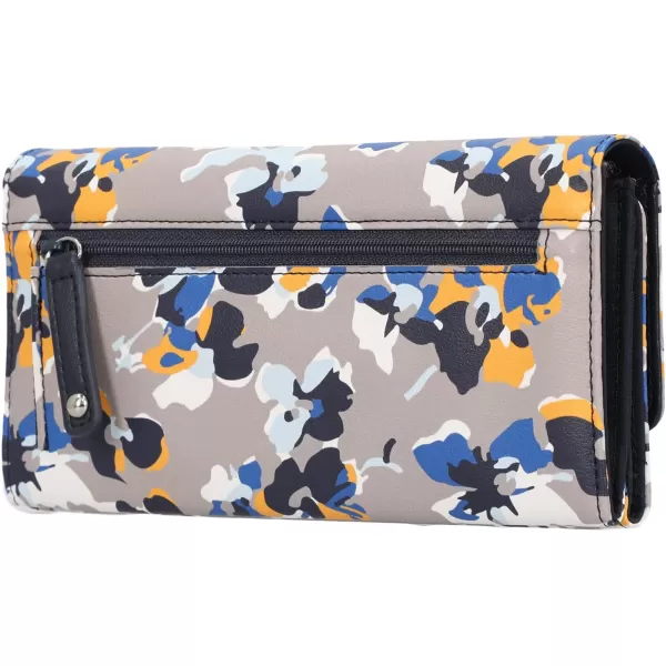 Nautica Money Manager RFID Womens Wallet Clutch Organizer Indigo BuffFloating Floral Atmosphere