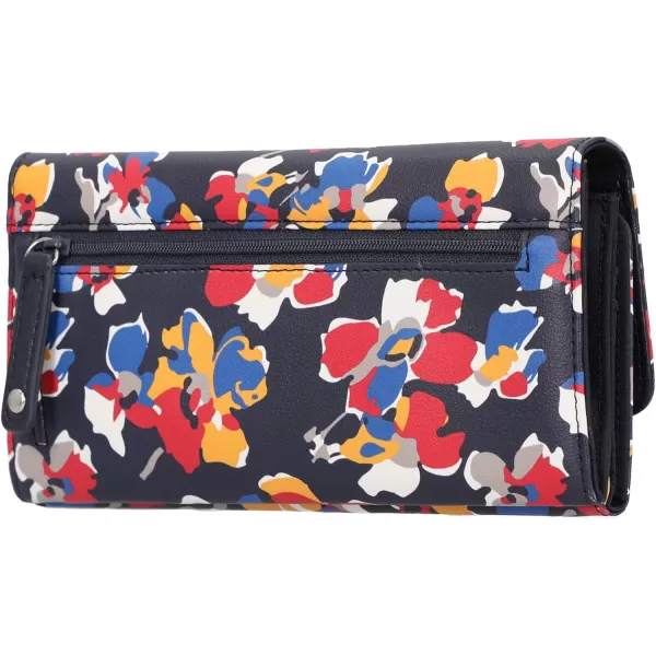 Nautica Money Manager RFID Womens Wallet Clutch Organizer Indigo BuffFloating Floral Indigo