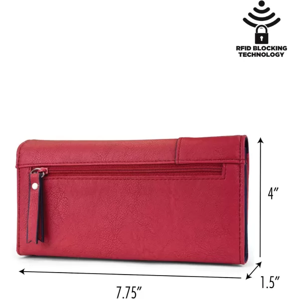 Nautica Money Manager RFID Womens Wallet Clutch Organizer Indigo BuffFuego Red Buff