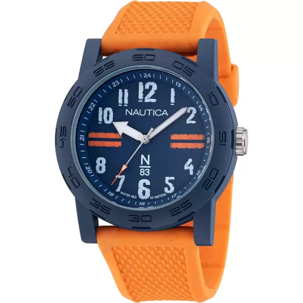 Nautica N83 Mens NAPATS306 Ayia Triada Blue Wheat PU Fiber Strap amp Orange Wheat PU Fiber Strap WatchNautica N83 Mens NAPATS306 Ayia Triada Blue Wheat PU Fiber Strap amp Orange Wheat PU Fiber Strap Watch