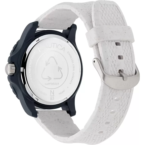 Nautica N83 Mens NAPFWS301 Finn World White Wheat PU Fiber Strap WatchNautica N83 Mens NAPFWS301 Finn World White Wheat PU Fiber Strap Watch