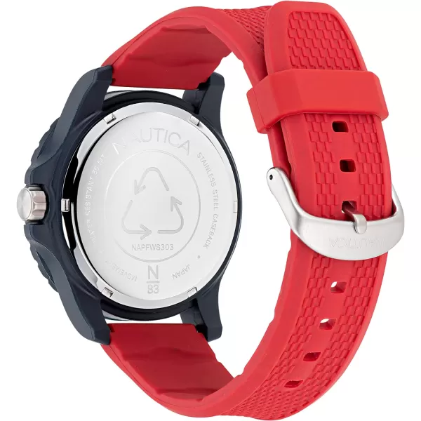 Nautica N83 Mens NAPFWS303 Finn World Red Wheat PU Fiber Strap WatchNautica N83 Mens NAPFWS303 Finn World Red Wheat PU Fiber Strap Watch